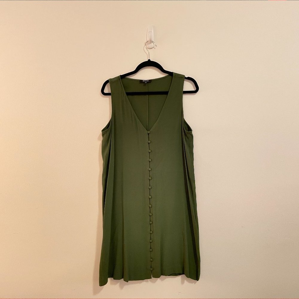 Madewell green button front shift dress
